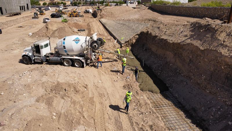 Excavation and concrete pour on an ARM job site
